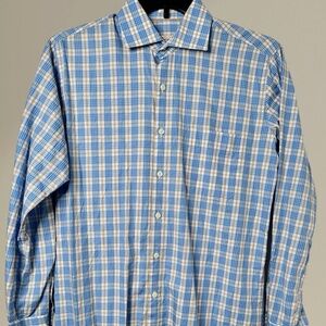 Peter Millar Light Blue Plaid Men's Shirt